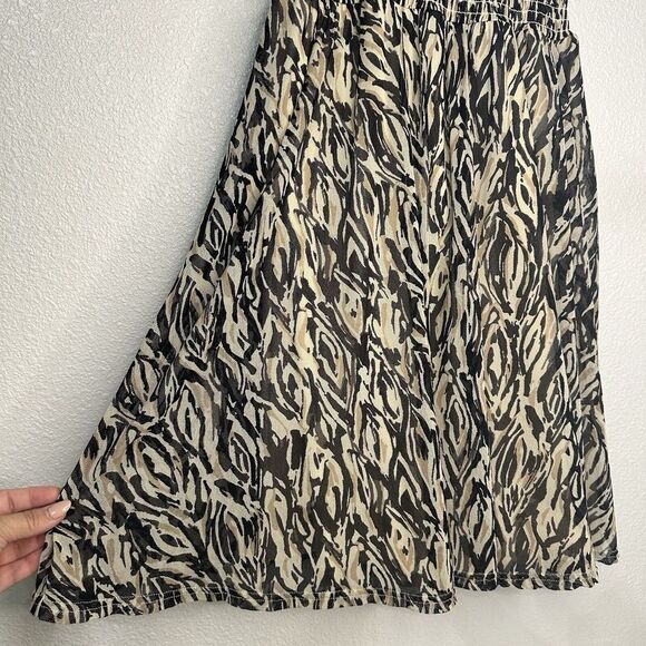 Express‎ dress XS Animal Print Zebra Black Tan Ivory elastic Waist sleeveless - Picture 9 of 9